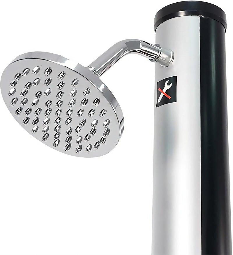Timoau 7.2Ft Outdoor Solar Heated Shower, 9.3 Gal Pool Shower w/Handheld Shower Head & Foot Tap Spigot, Ideal for Poolside Backyard Beach Pool Spa, Silver - Image 3